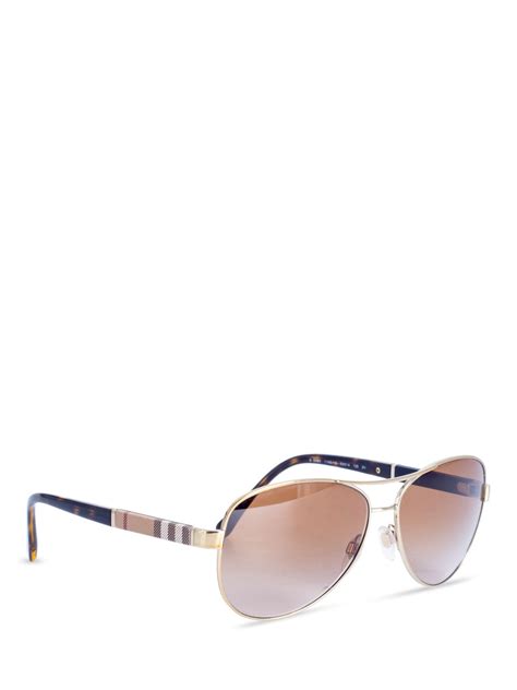 burberry check arm aviator sunglasses|Burberry Honey Check Aviator Sunglasses, 59mm .